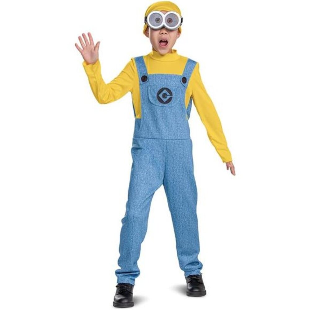 Bob Minions Costume for Kid Official Minion Jumpsuit Outfit with Goggles and Hat